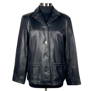 VINTAGE 90'S PARISIAN SIGNATURE LEATHER BUTTON DOWN JACKET